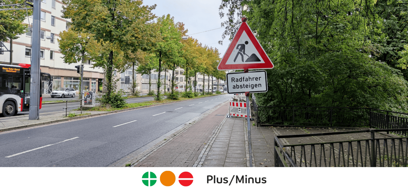 Radfahrer absteigen
