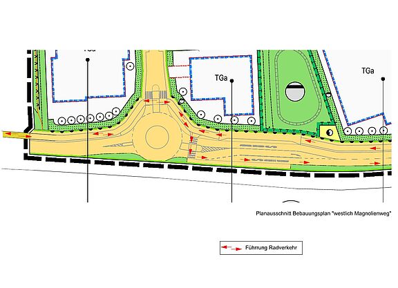 Radweg Magnolienweg Vorschlag zur Radverkehrsführung Würzburger Str. auf Höhe Bebauungsplan "westlich Magnolienweg"